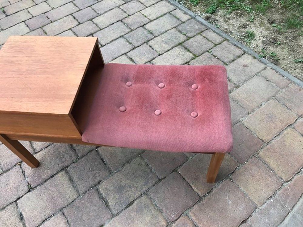 Mid Century Teak Telephone Bench, 1960s photo Furniture