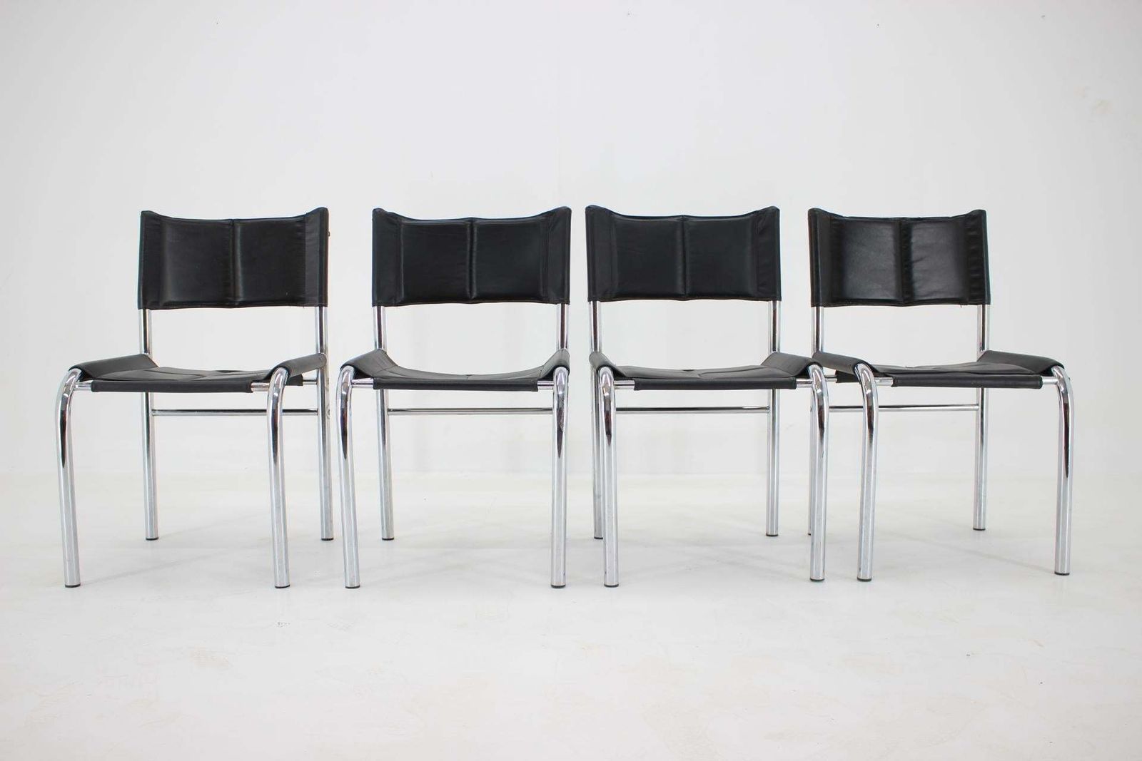 Set Of Four Design Chrome Dining Chairs By Viliam Chlebo, Czechoslovakia 1980s photo for sale