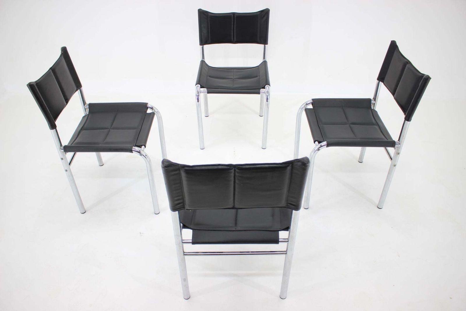Set Of Four Design Chrome Dining Chairs By Viliam Chlebo, Czechoslovakia 1980s photo vinterior
