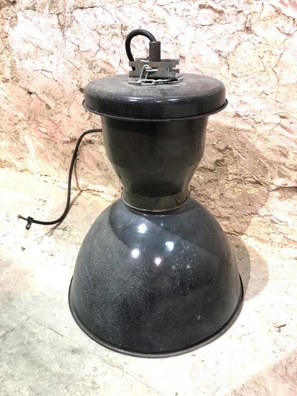 Industrial Pendant Lamp In Gray And White Lacquered Sheet From The 1950s / 60s photo buy