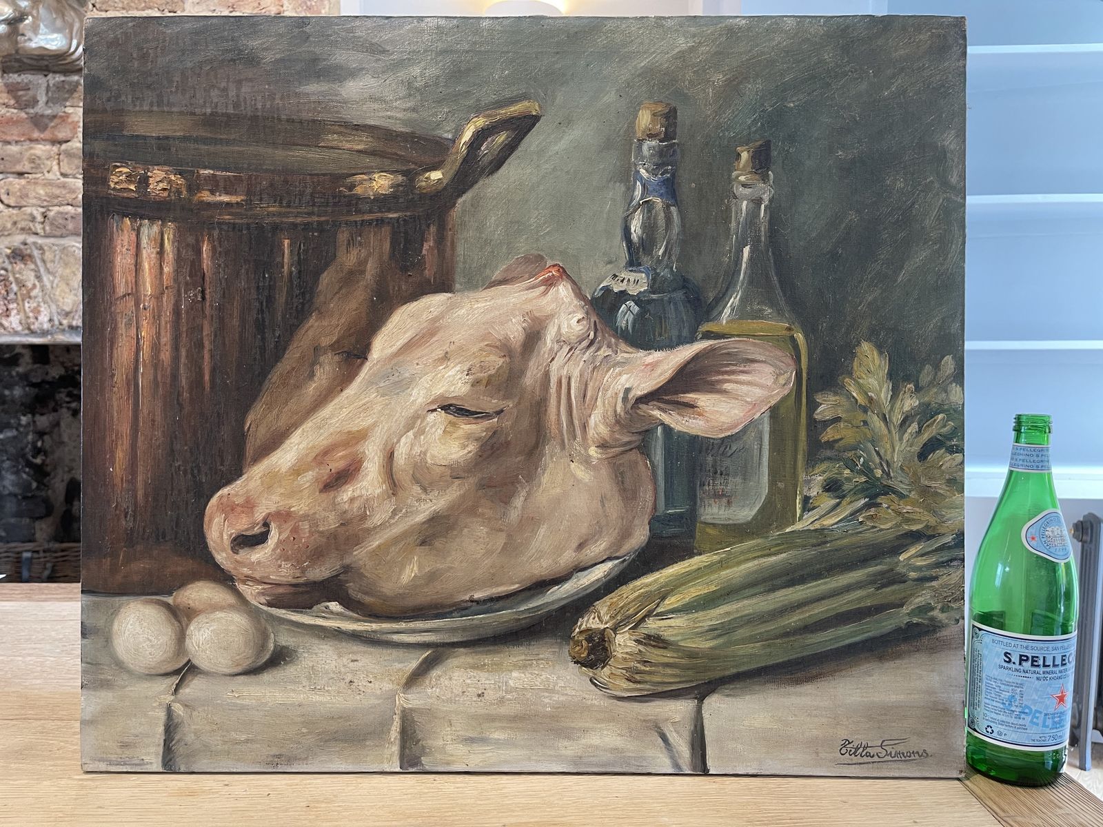 Antique Oil Painting Picture By Renowned Artist Tilla Simons photo 495.0