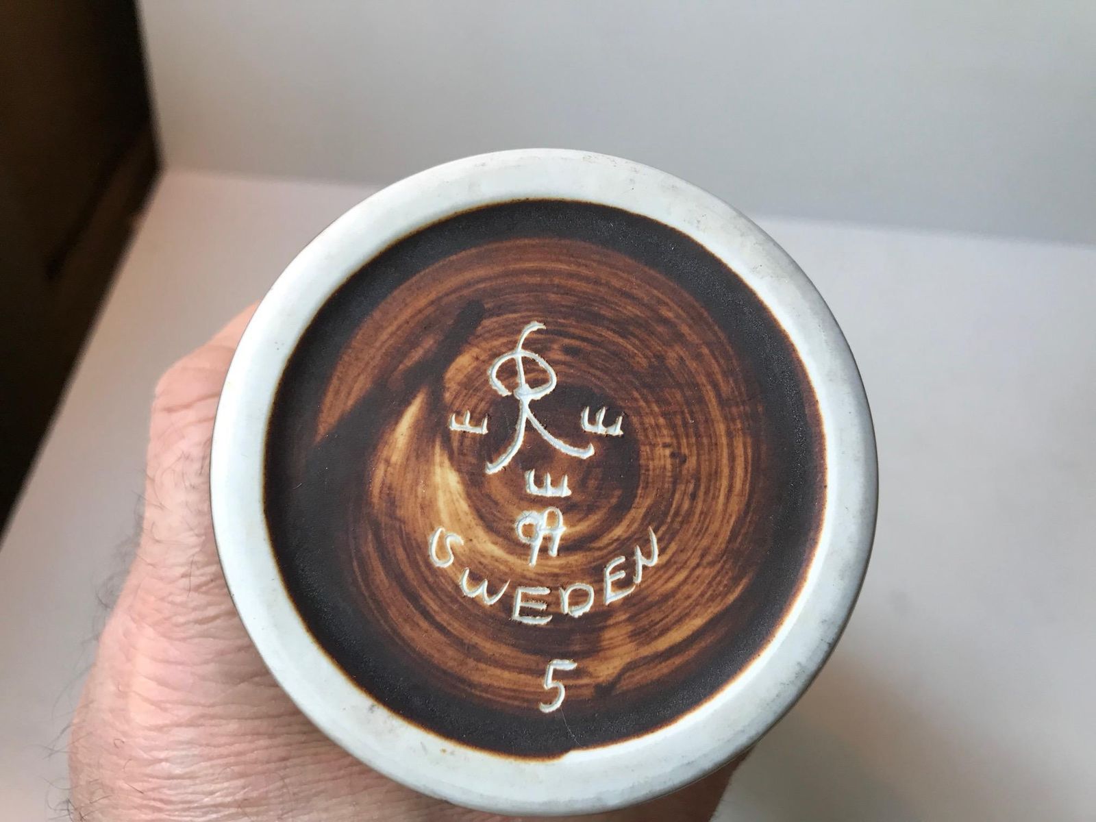 Scandinavian Ceramic Vase Bamboo By Olle Alberius For Rörstrand, 1960s photo vinterior
