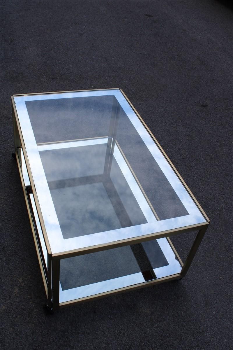 photo furniture Zevi Furniture Table Coffee 1970 Italian Design Satin Brass Mirrored Glass