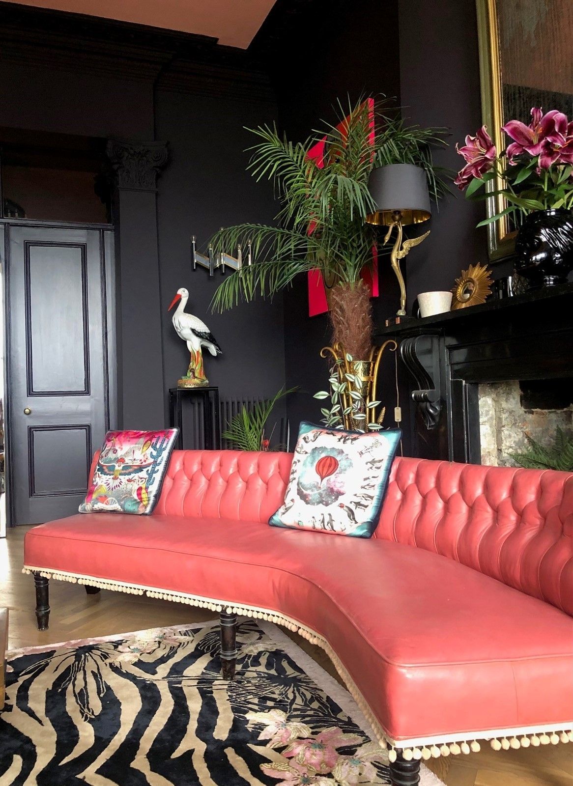 Antique Raspberry Leather Sofa photo for sale