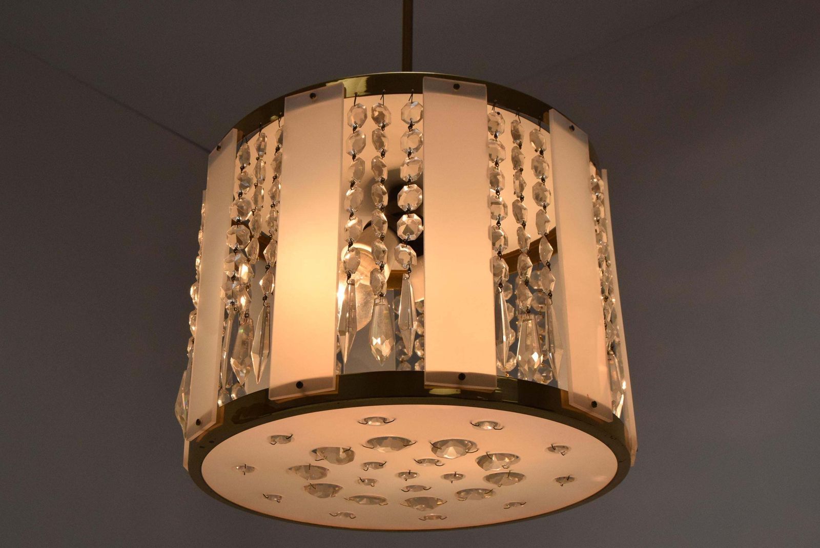 Mid Century Chandelier By Jablonecke Sklarny Novy Bydzov, 1970’s. photo vinterior