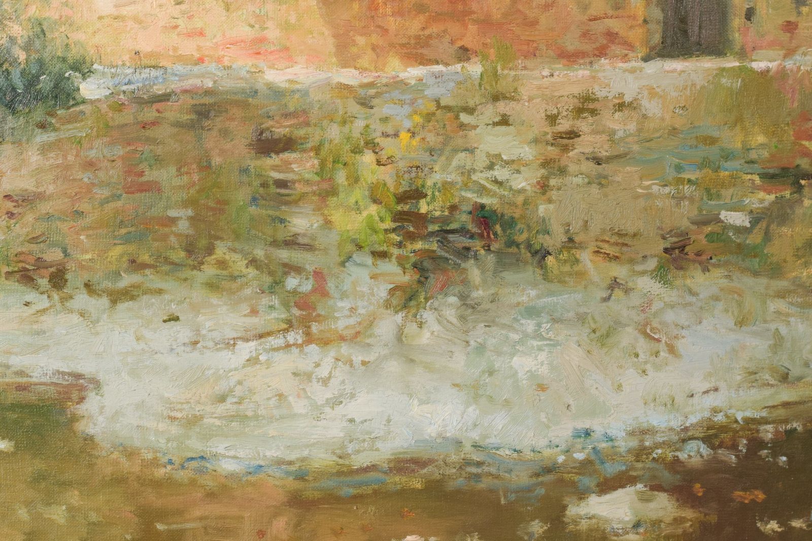 Joan Ramon Palau Junca – Impressionistisch Schilderij Met Rivier En Chalets photo buy