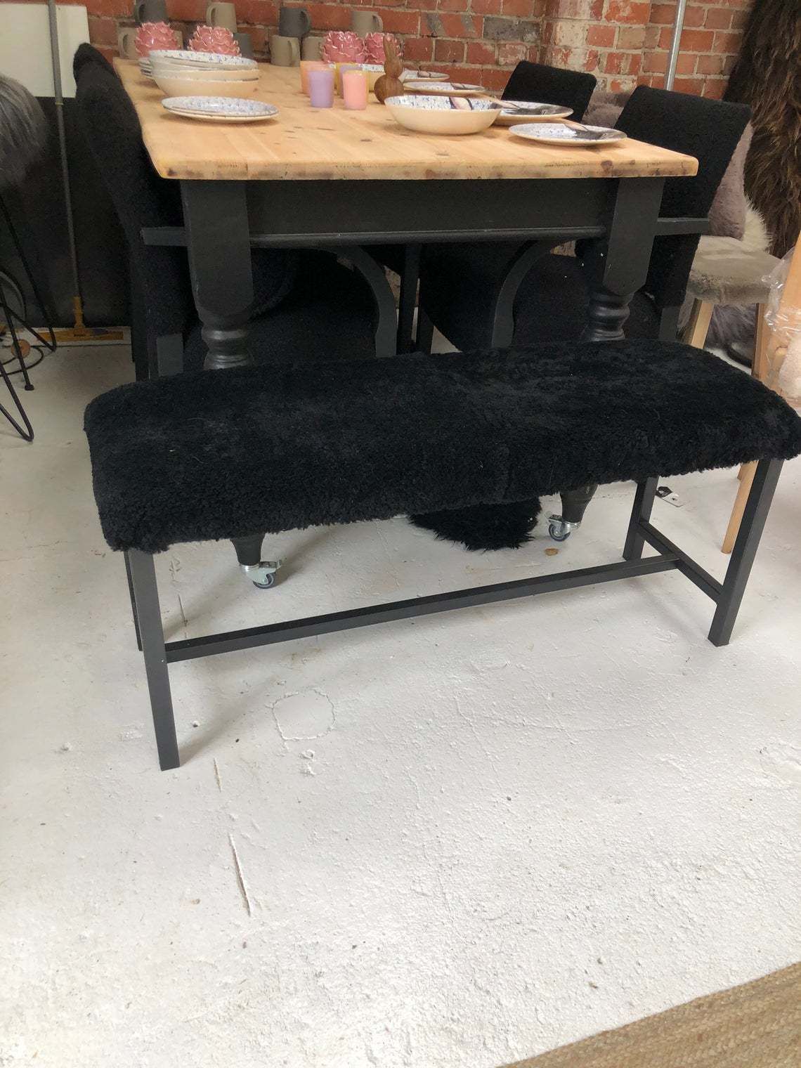Sheepskin Covered Bench Genuine Sheepskin Bench photo for sale