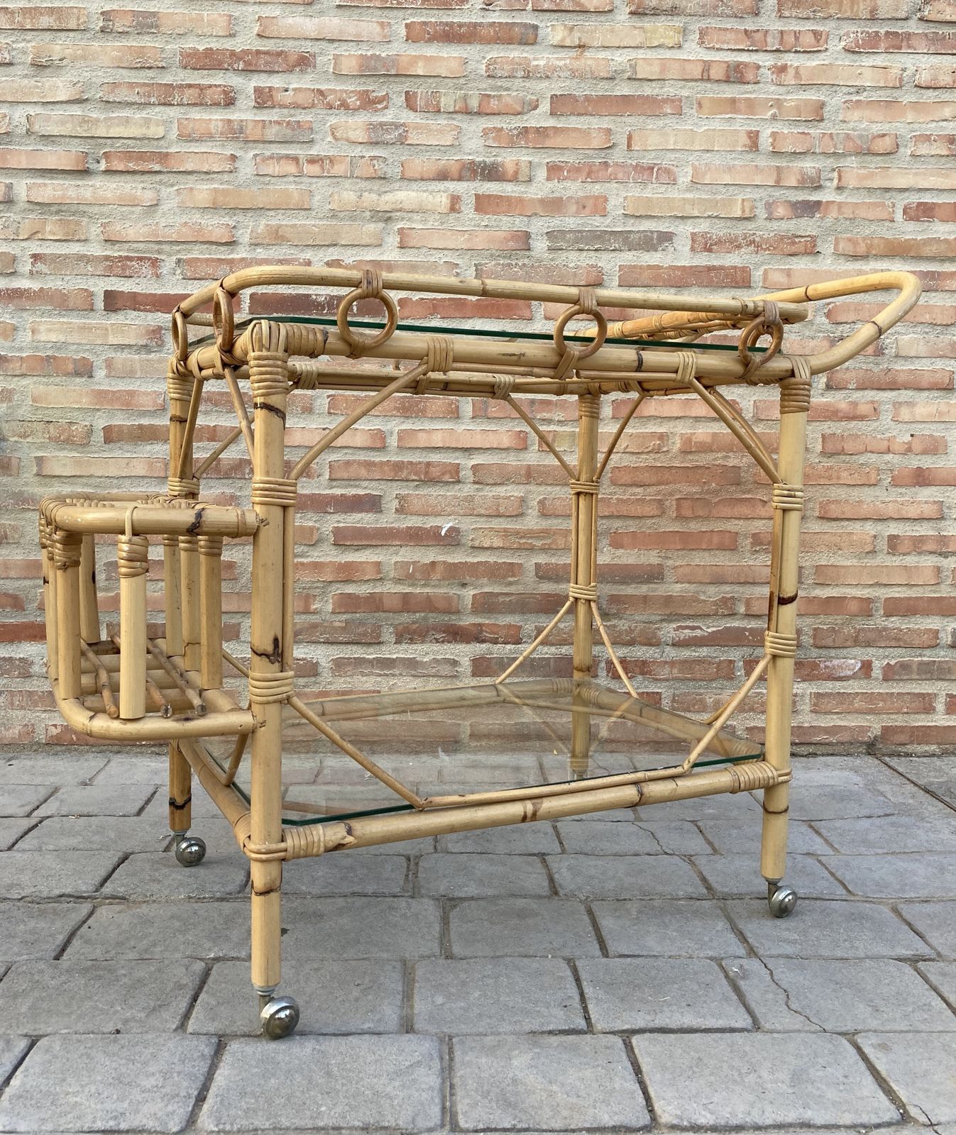 Garden Furniture Mid Century Modern Bamboo Tea Cart, Serving Trolley Garden Furniture photo