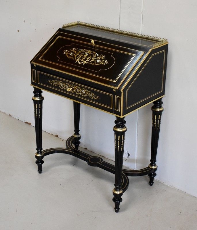 Small Sloping Desk In Blackened Pear, Napoleon III Period Early 19th Century photo Furniture