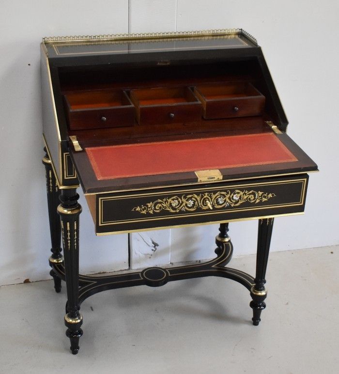 Small Sloping Desk In Blackened Pear, Napoleon III Period Early 19th Century photo 4478.44