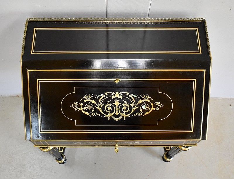 Small Sloping Desk In Blackened Pear, Napoleon III Period Early 19th Century photo vinterior