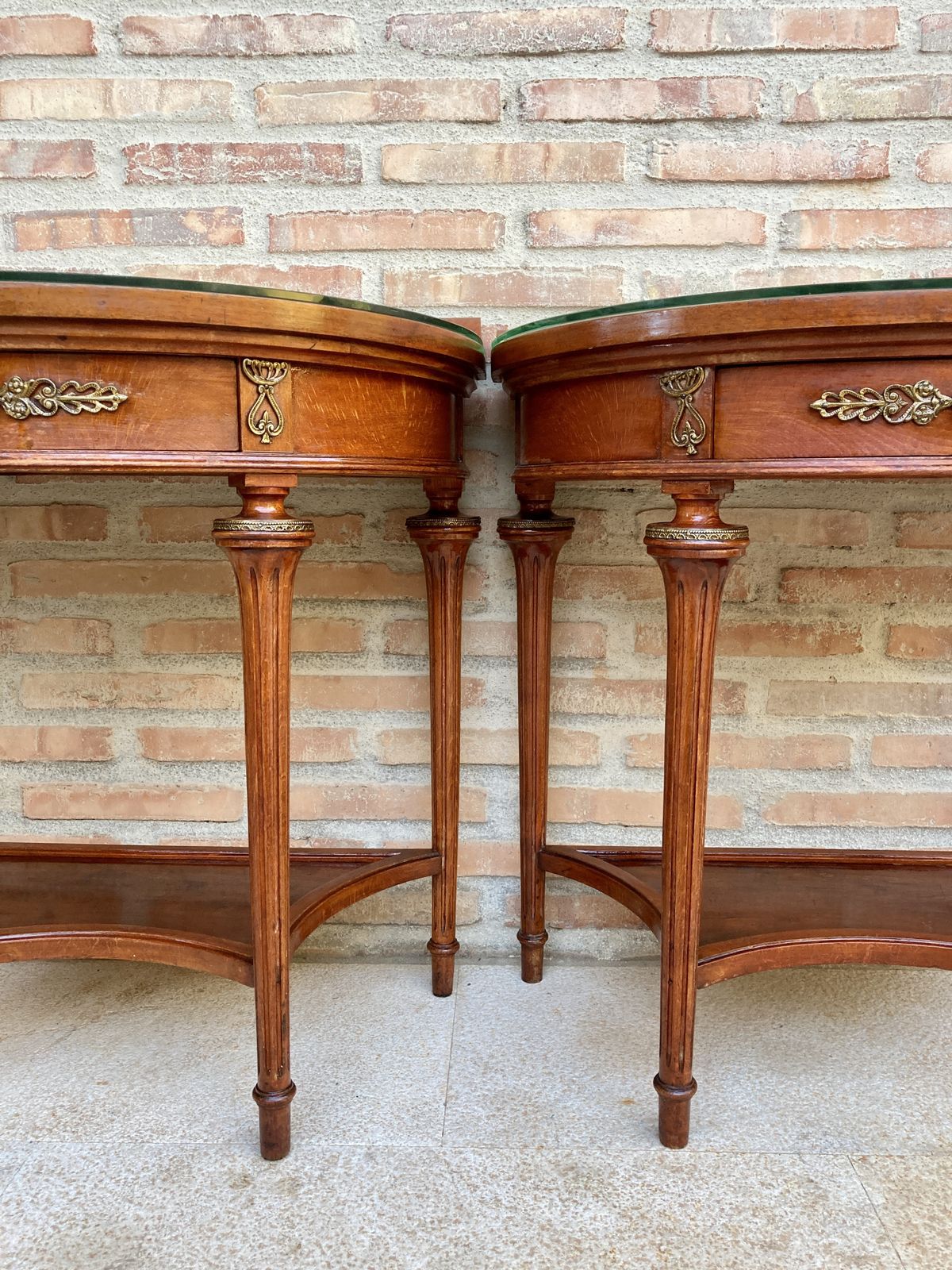 Pair Of Empire Style Mahogany Wood Nightstands, 1930s photo for sale