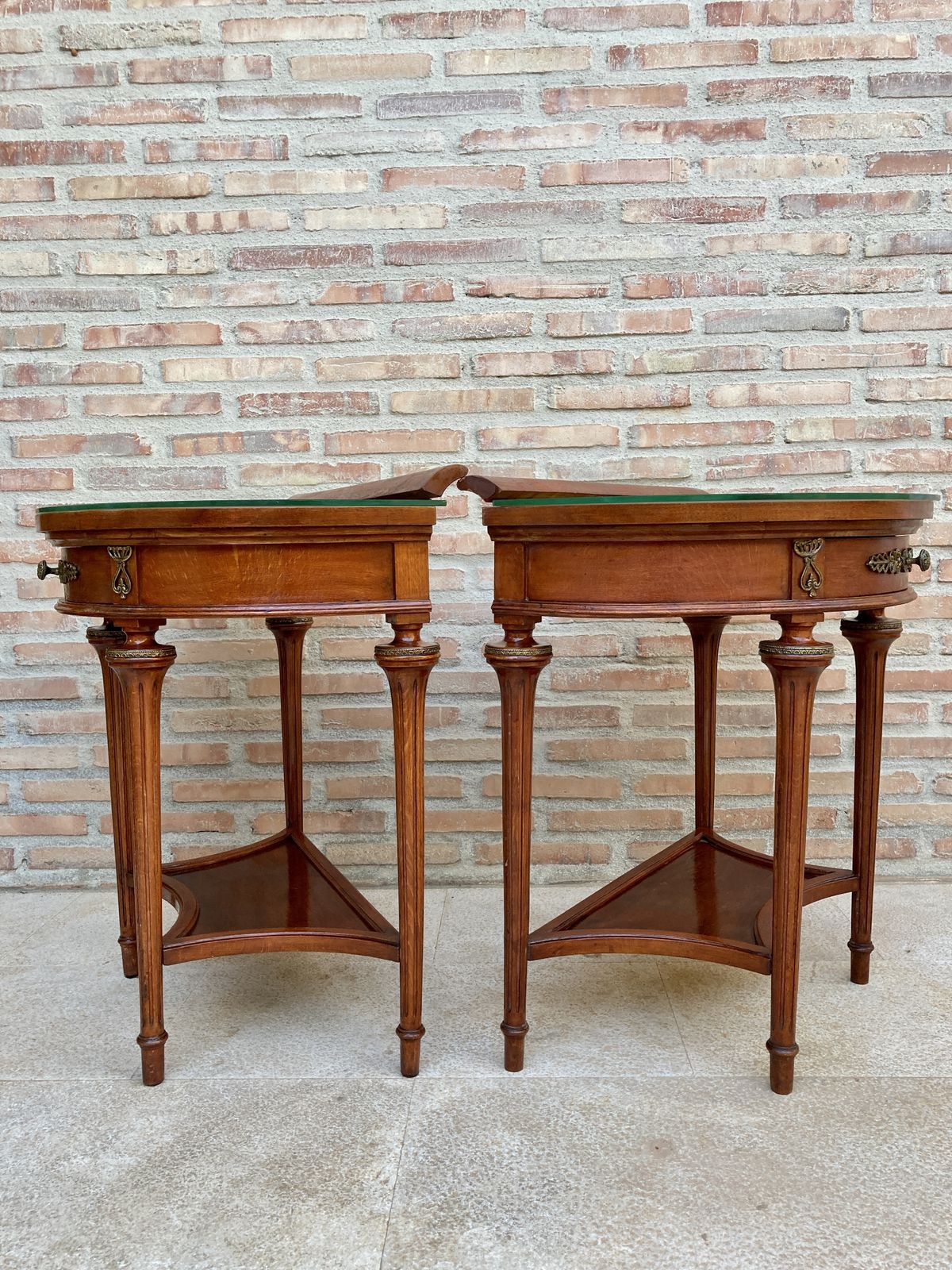 Furniture Pair Of Empire Style Mahogany Wood Nightstands, 1930s photo