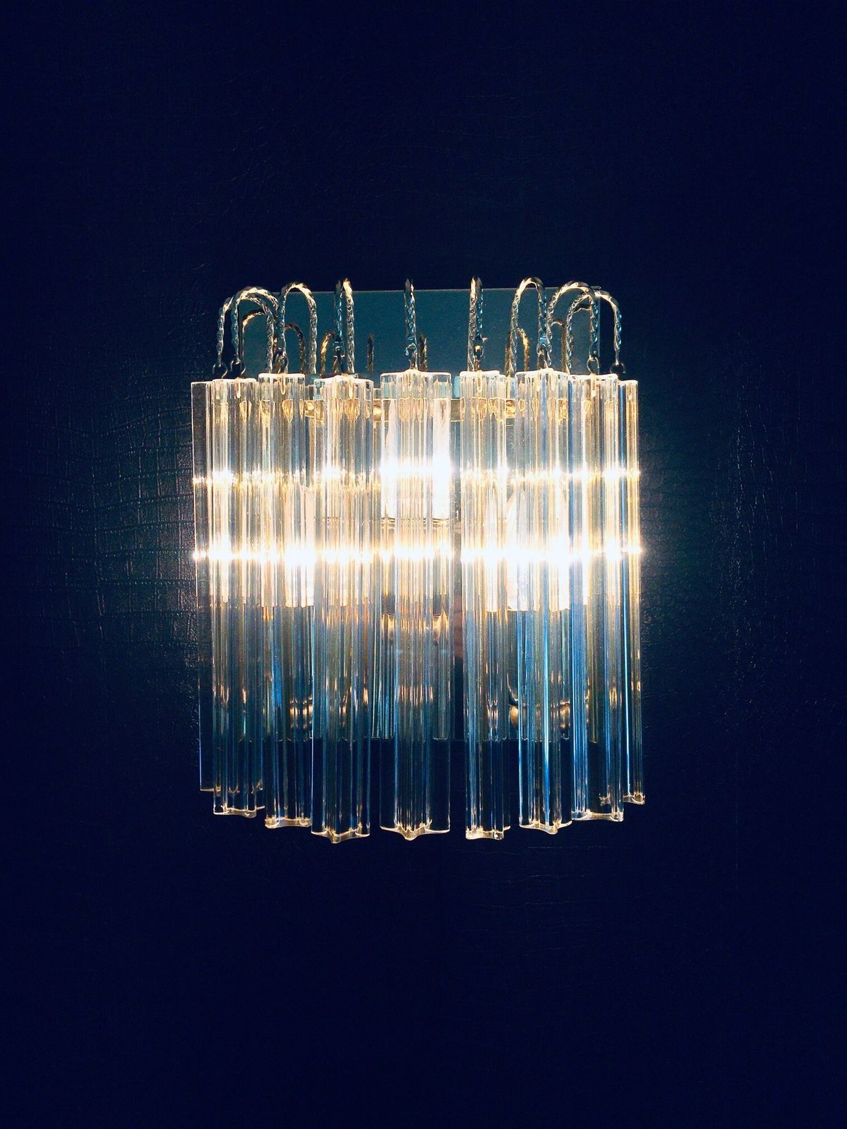 Hollywood Regency Stijl Wandlamp Van Glas En Messing Van Massive, Jaren 1980, Italië photo vinterior