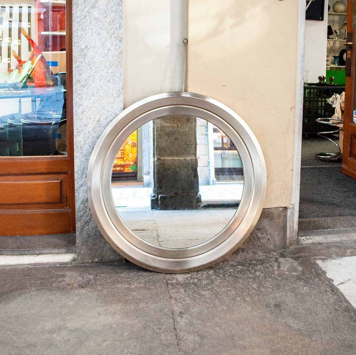 Mirror With Steel Frame, Italy, 1960s