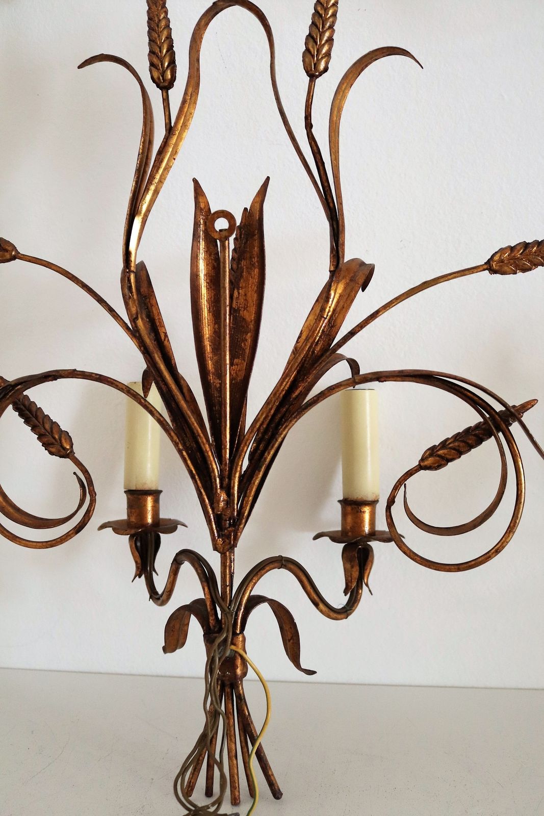 photo buy Italian Midcentury Gilt Tole Wall Sconces With Wheat Sheaf, 1950s, Set Of Five
