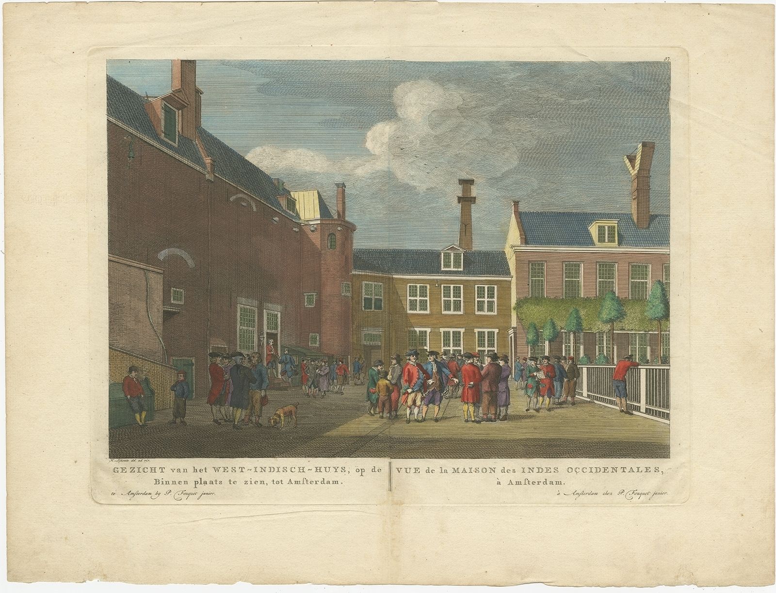 Antique Print Of The West India House In Amsterdam By Fouquet (C.1780)
