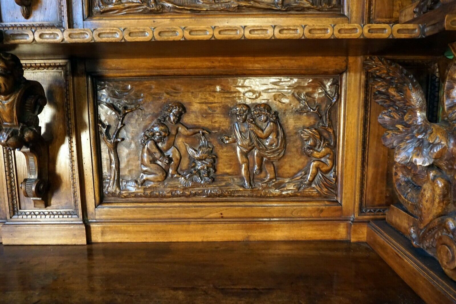 A Rare And Exciting Italian Fantasy Buffet By Renowned Wood Sculpture Valentino photo vintage