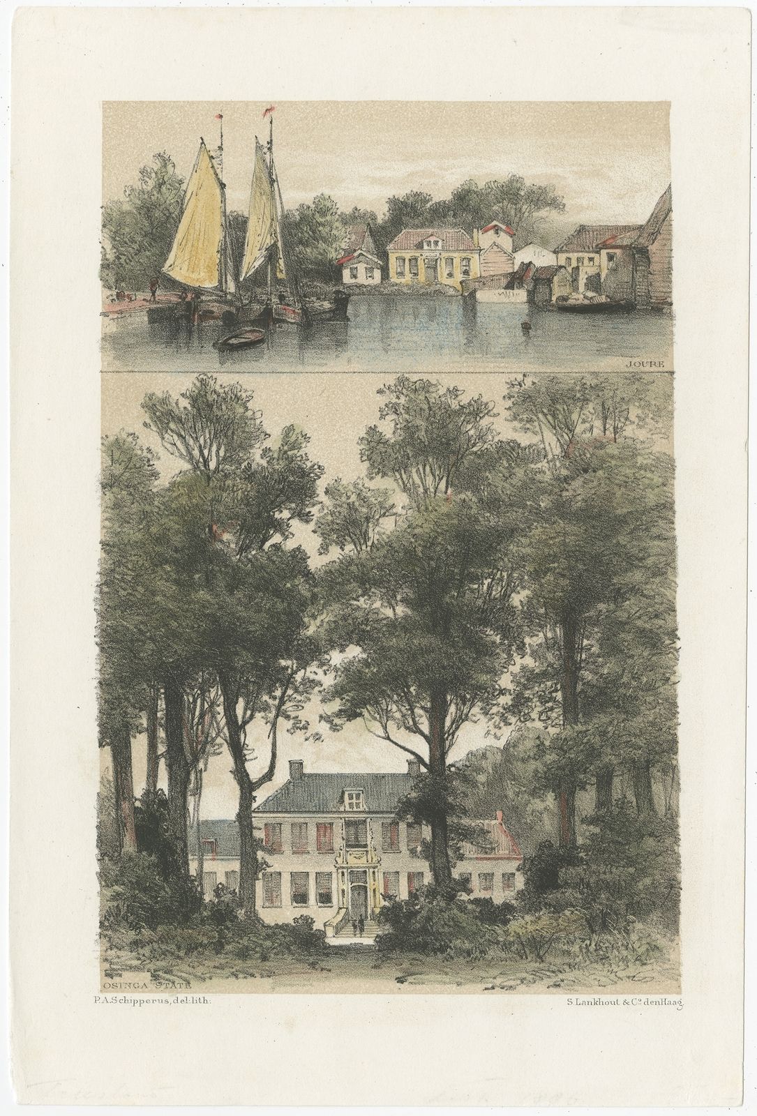 Antique Print Of Joure And Osinga State By Craandijk (1882)