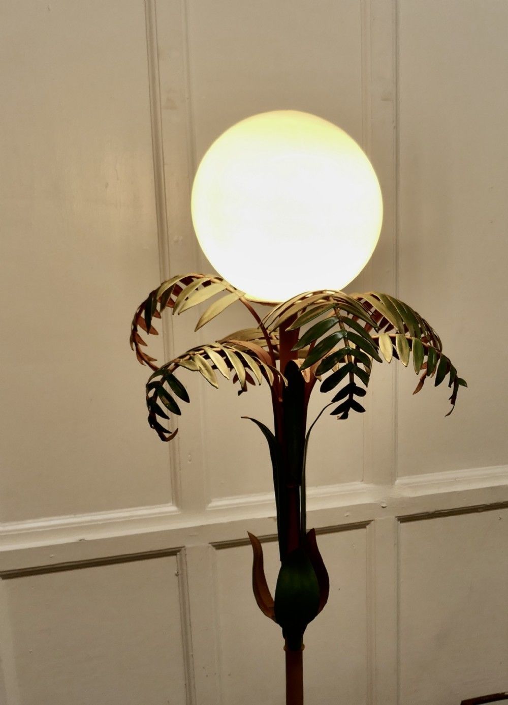 Unusual French Conservatory Painted Toleware Floor Lamp photo vintage