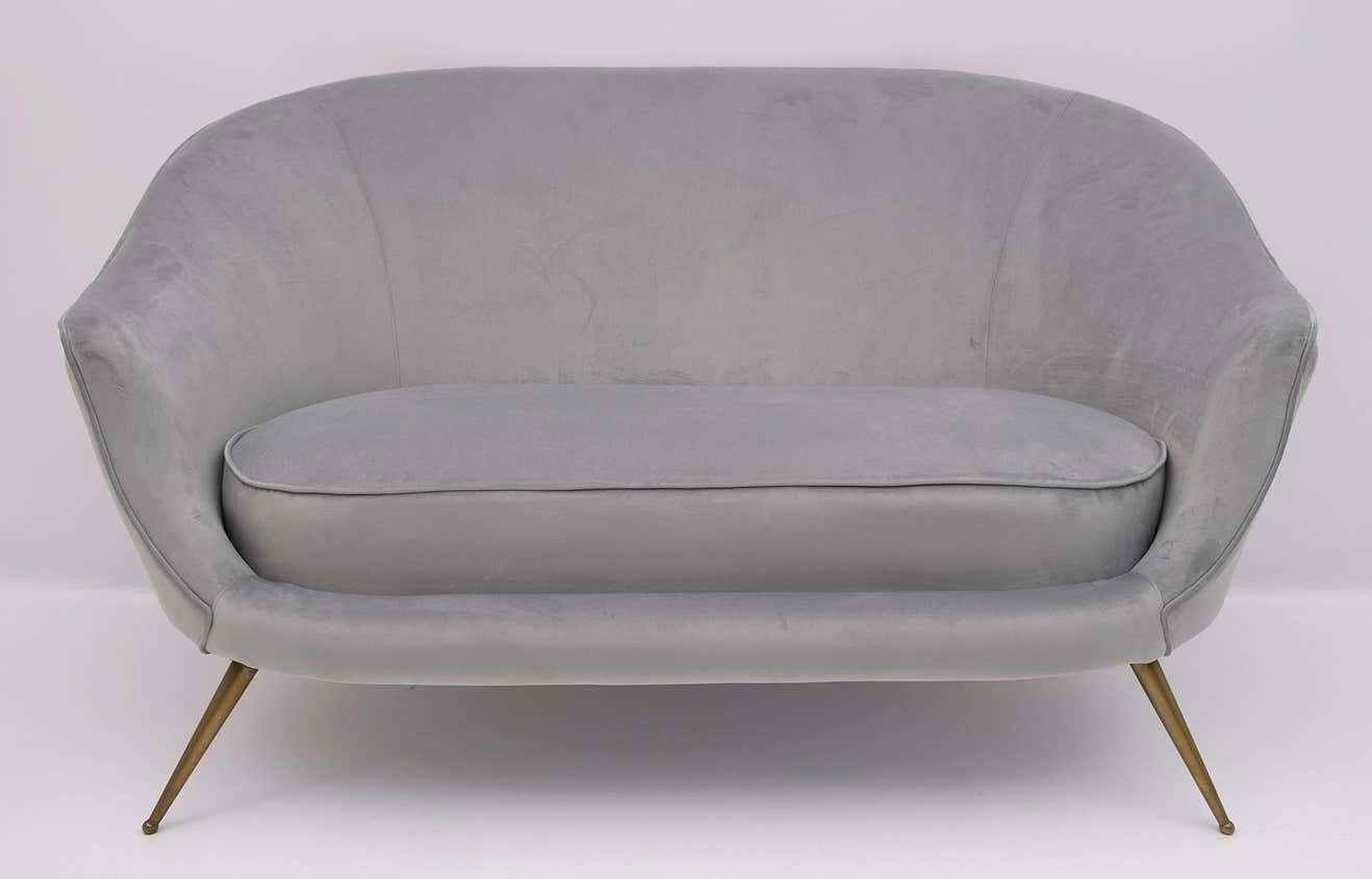 Federico Munari Mid Century Modern Italian Curved Sofa And Two Armchairs, 1950s photo furniture