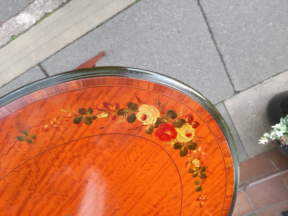 Edwardian Painted Satinwood Oval Occasional Table photo for sale
