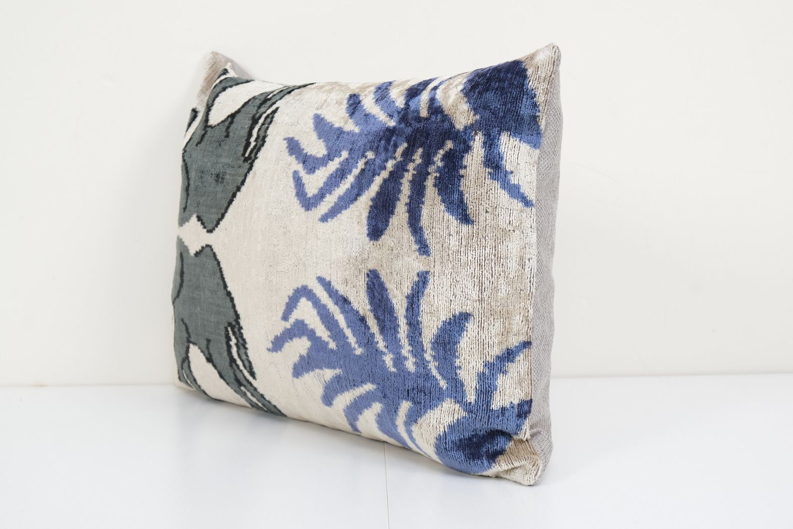 Ikat Elephant Pillow, Silk Lumbar Cushion Cover, Animal Velvet Pillows, Interior Design Cushion photo Textiles