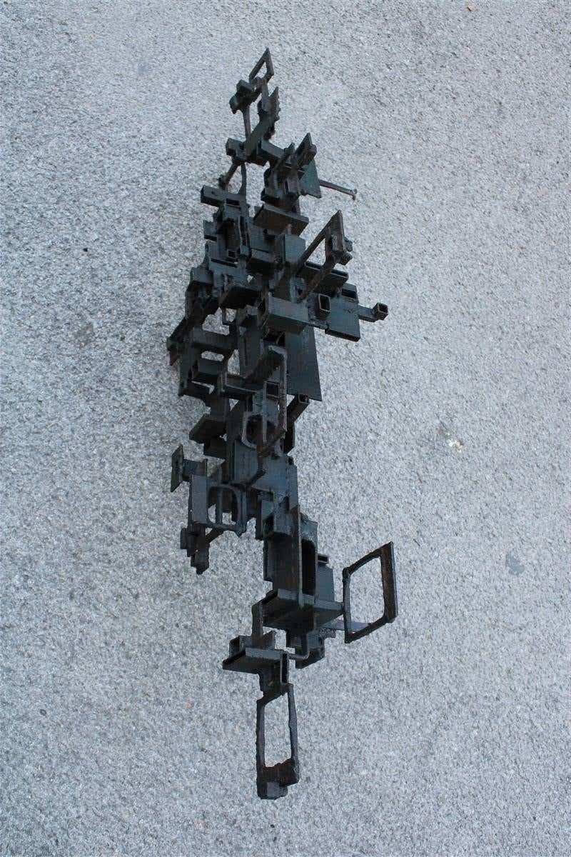 photo buy Extraordinary Modern Brutalist Iron Sculpture Italy 1960 Rare Piece Sconce