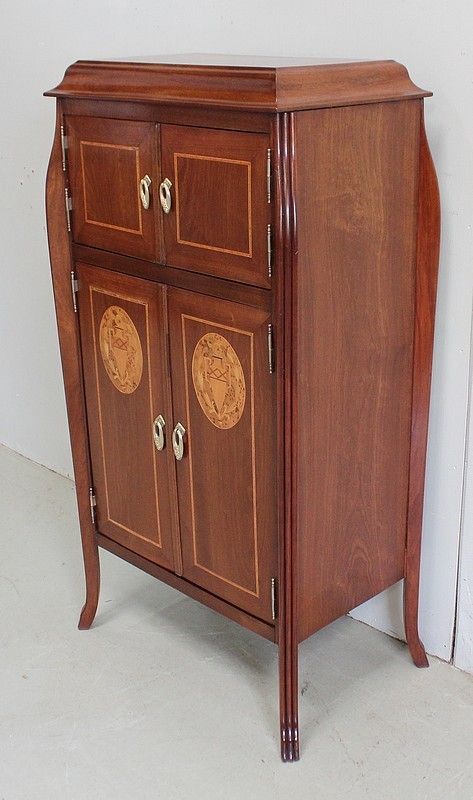 Mahogany And Precious Wood Cabinet, Art Nouveau Period, Early 20th Century photo for sale