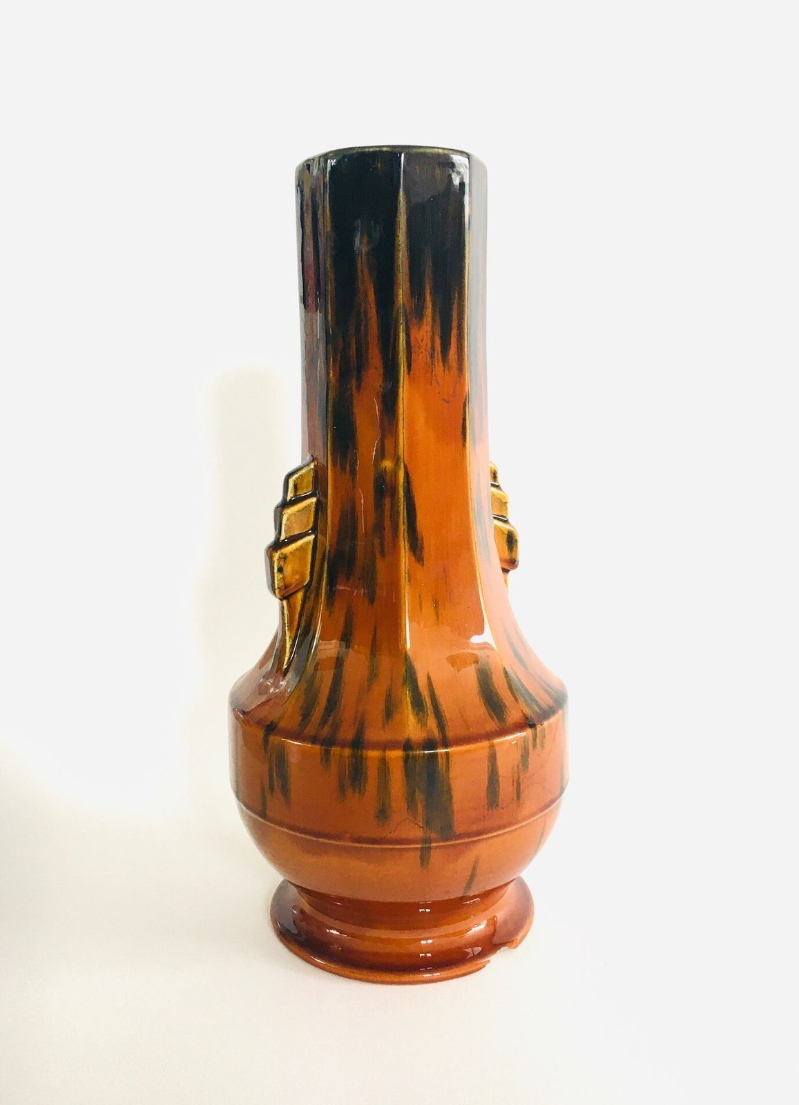 1930s Art Deco Model F 42 Amber Glazed Fluted Vase photo 122.76