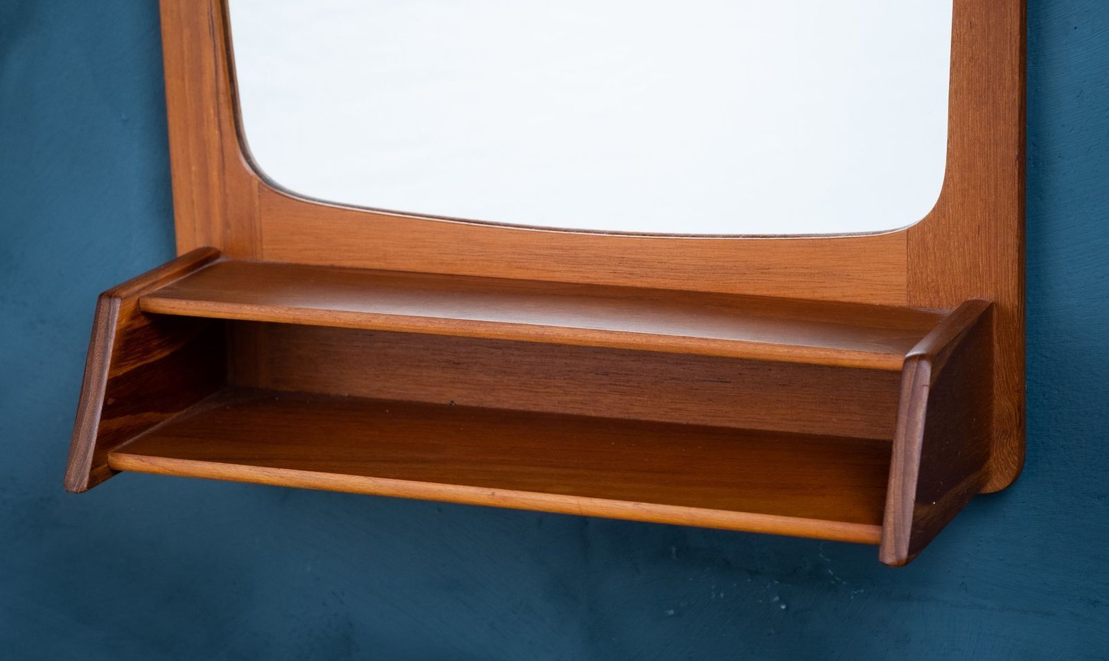 Danish Mirror With Teak Frame And Shelf, 1960s photo 1400.0