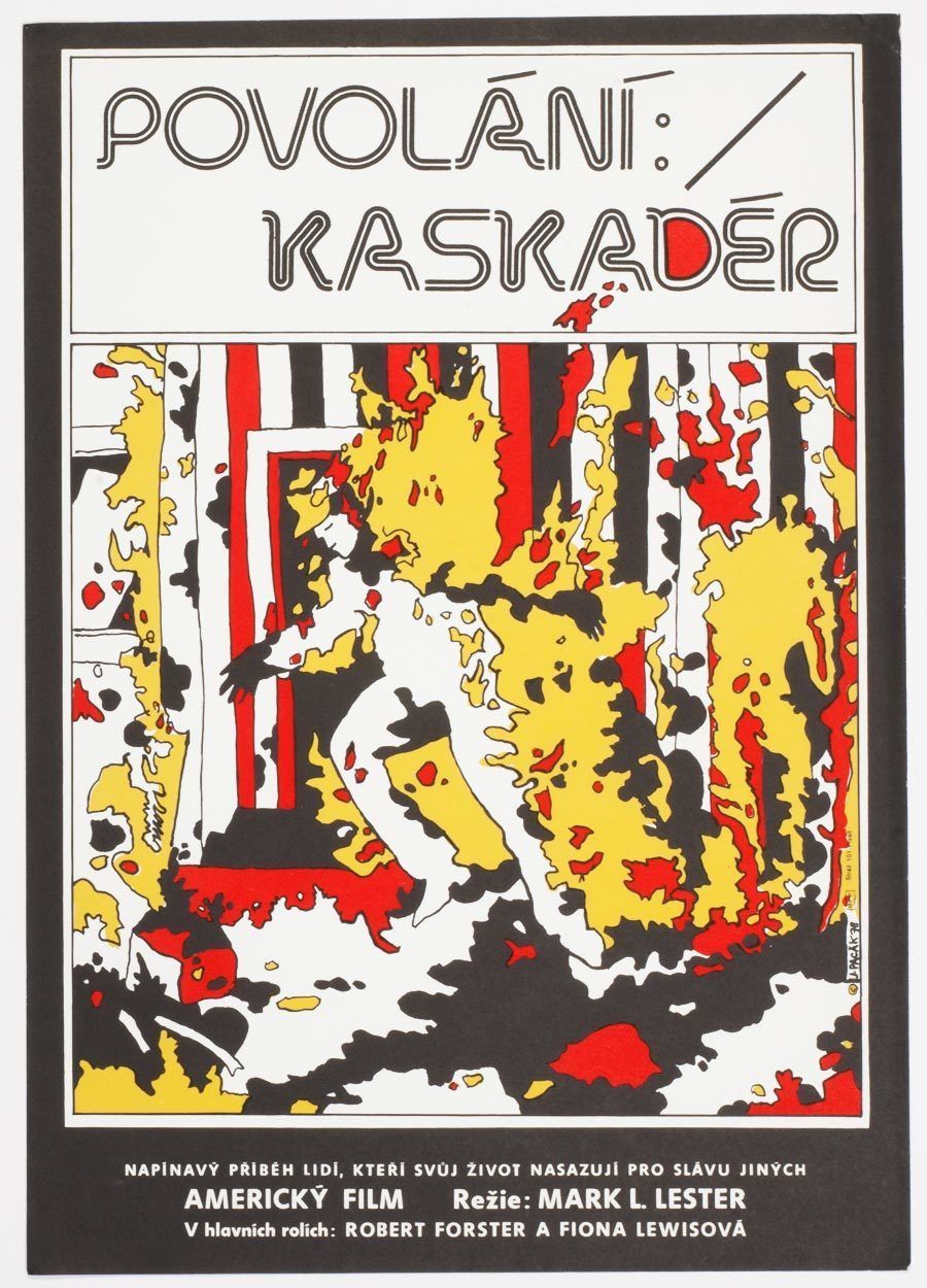 Original Film Poster, Stunts, Jan Antonín Pacák, 1978, Genuine Czech Vintage Print
