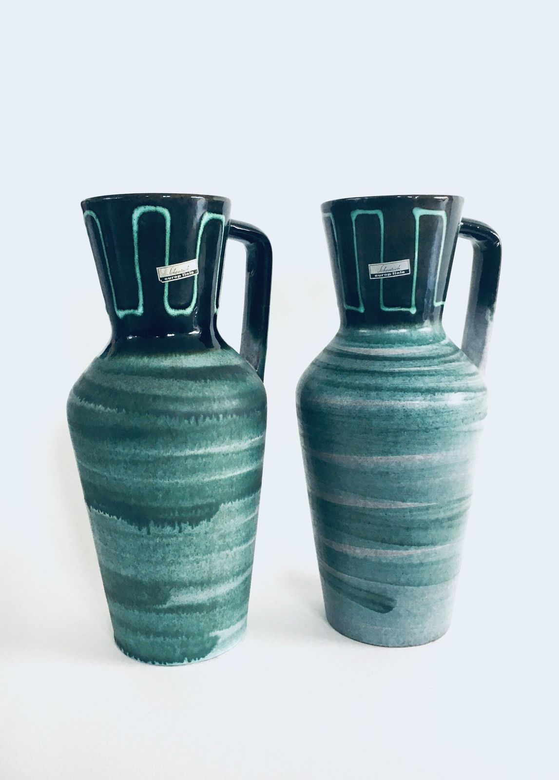 Midcentury Modern Studio Pottery Vase Set By Scheurich, West Germany 1960s