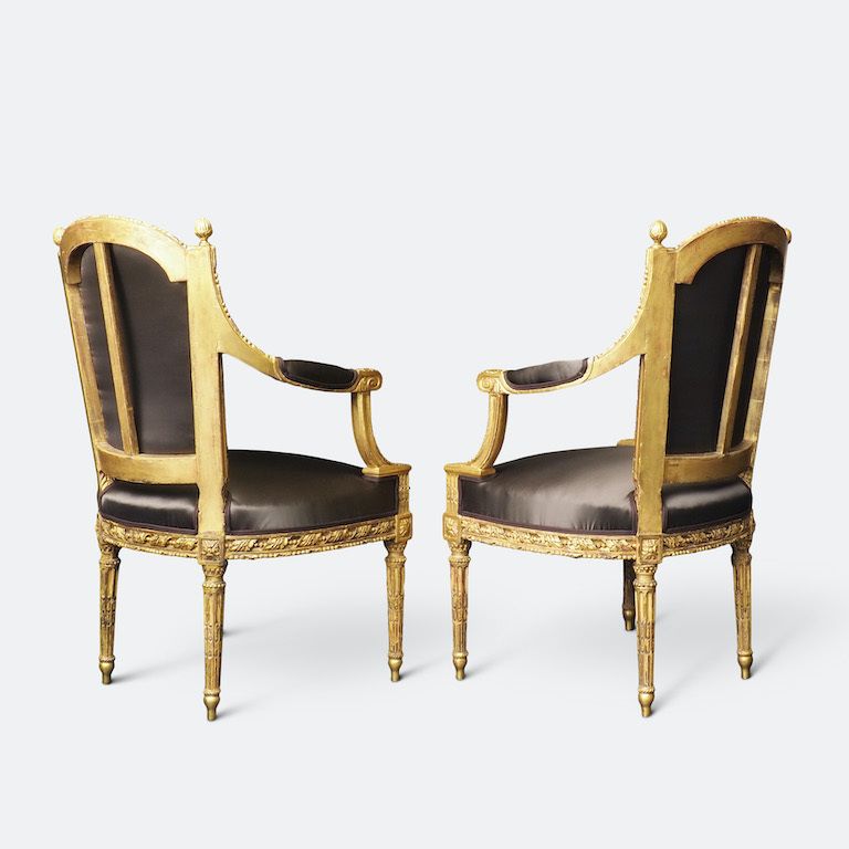 photo for sale An Important Set Of Four 18th Century Louis XVI Giltwood Chairs With Stamp