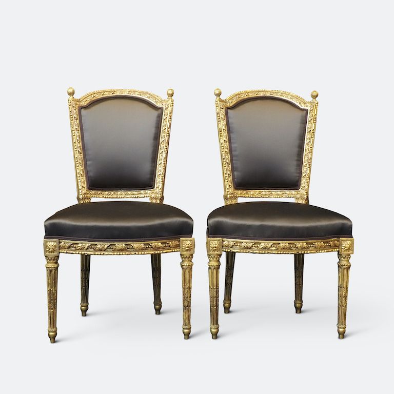 84000.0 An Important Set Of Four 18th Century Louis XVI Giltwood Chairs With Stamp photo