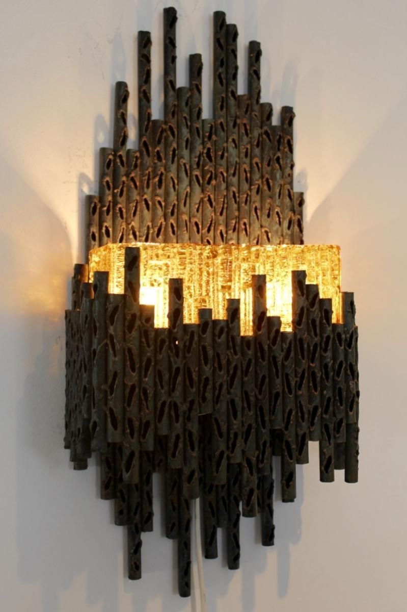 Brutalist Sculptural Wall Lamp By Marcello Fantoni photo furniture