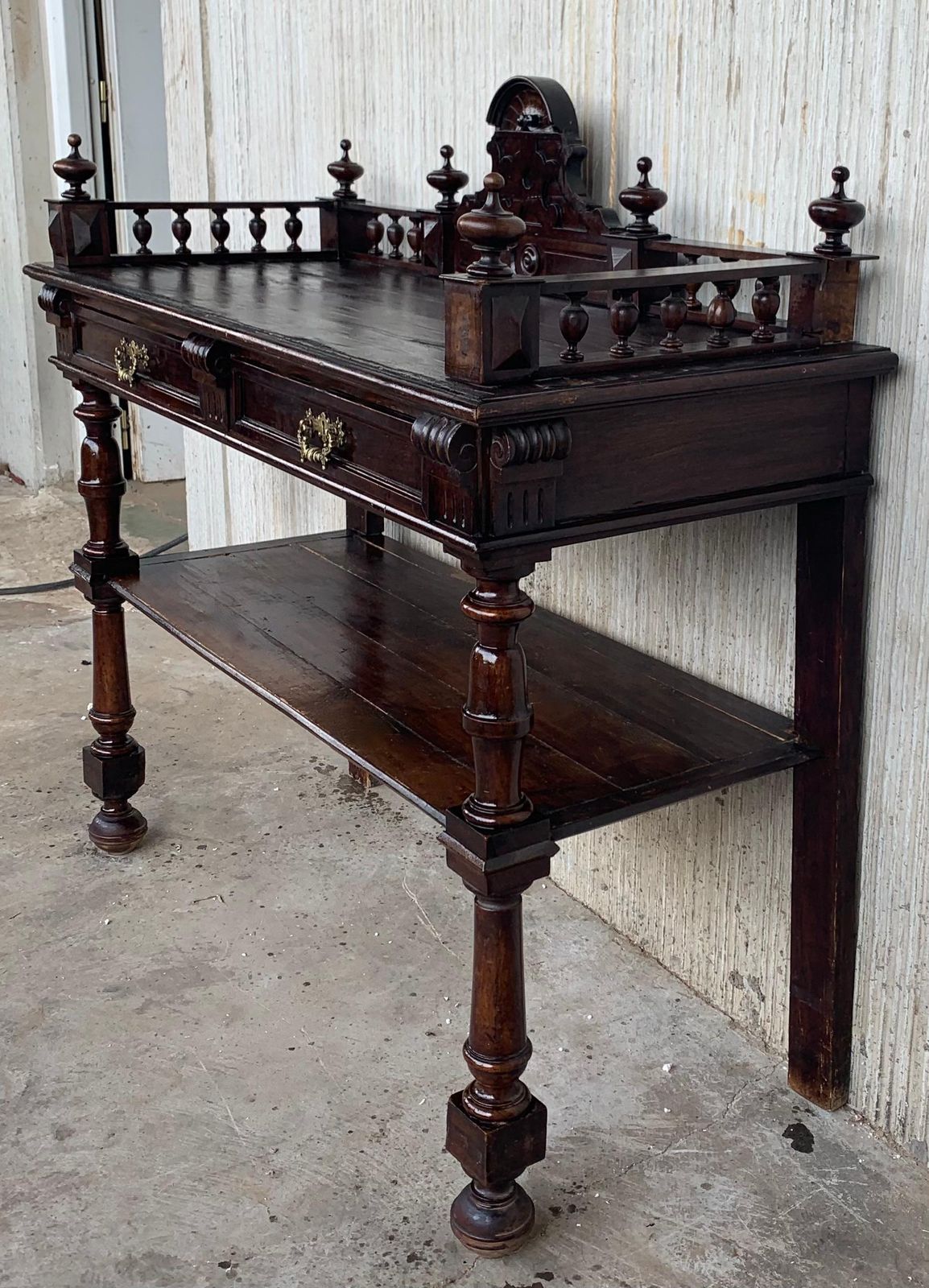 Antique Serving Table, Victorian Carved Oak Console Table, France, 1890 photo Furniture