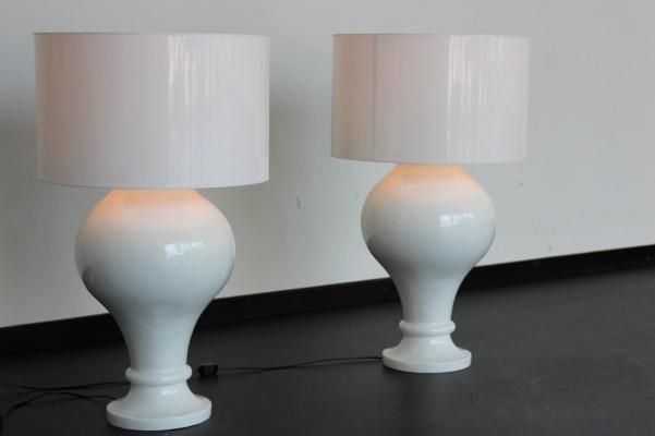 Extra Large White Floor Lamp, 1990s photo vinterior