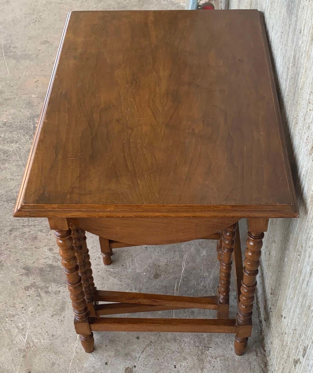 20th Spanish Walnut Nesting And Folding Tables With Turned Legs photo 2388.0