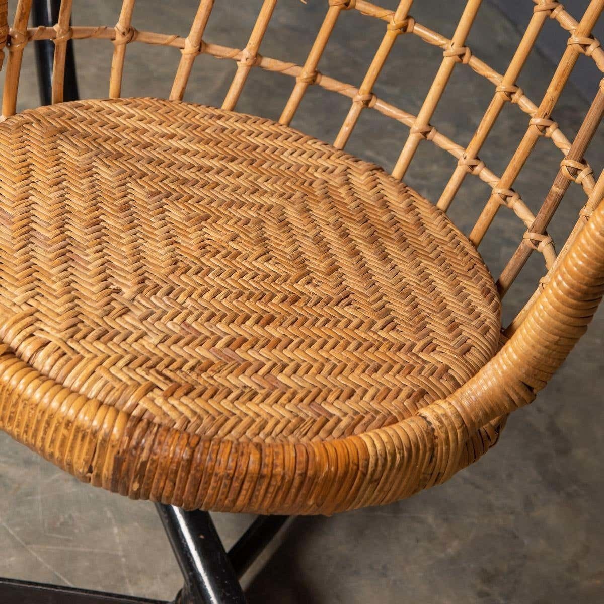 20th Century Hanging Wicker Woven Chair On Steel Frame, 1970s photo buy