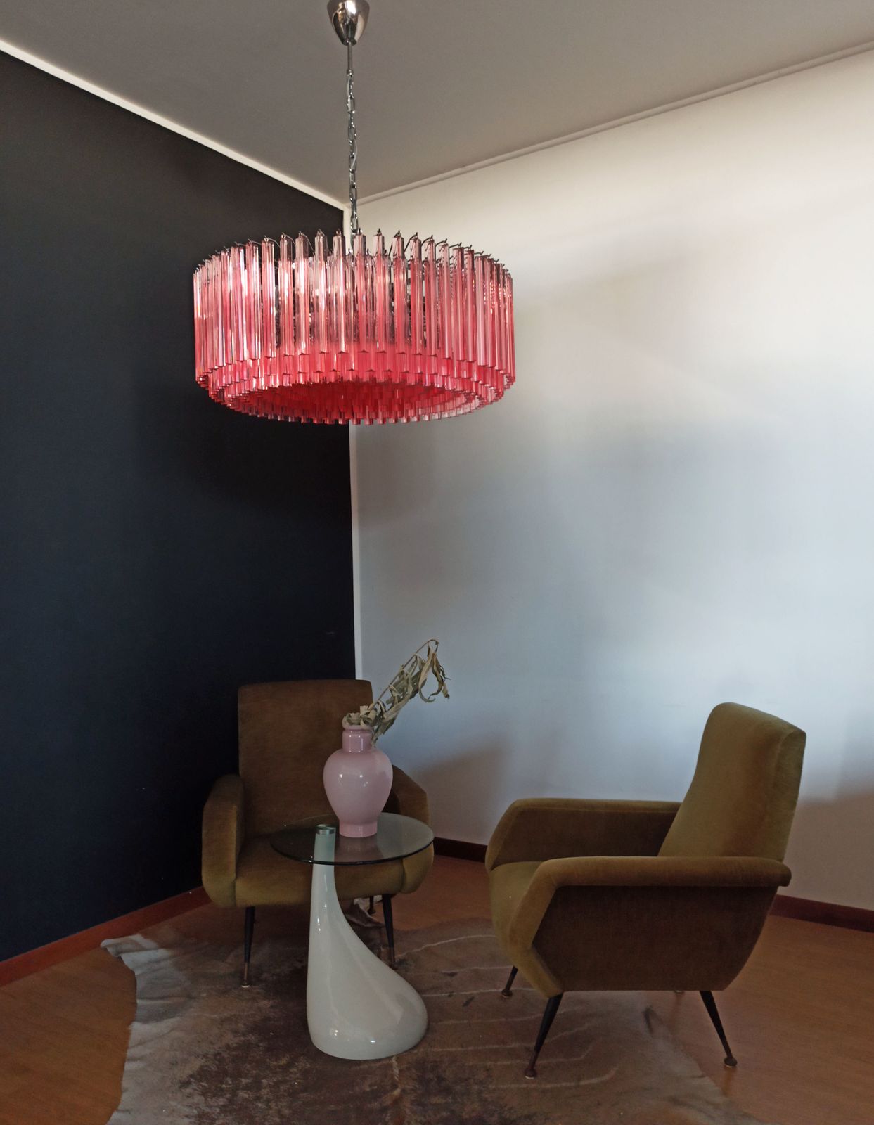 Large Triedri Murano Glass Chandelier 391 Pink Prims Triedri photo furniture