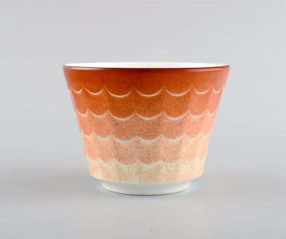 Wilhelm Kåge For Gustavsberg, Six Flower Pot Covers In Porcelain, 1960s