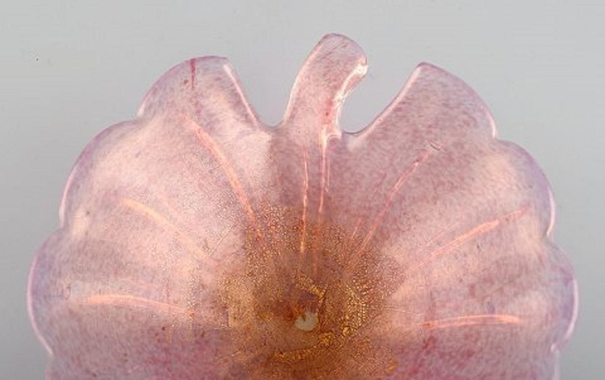 Barovier And Toso, Venice, Large Leaf Shaped Bowl In Pink Mouth Blown Art Glass photo furniture