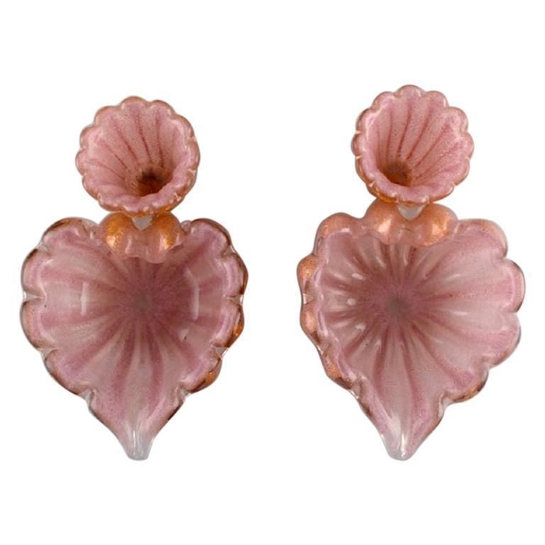 Barovier And Toso, Venice, A Pair Of Organically Shaped Bowls In Pink Art Glass photo furniture