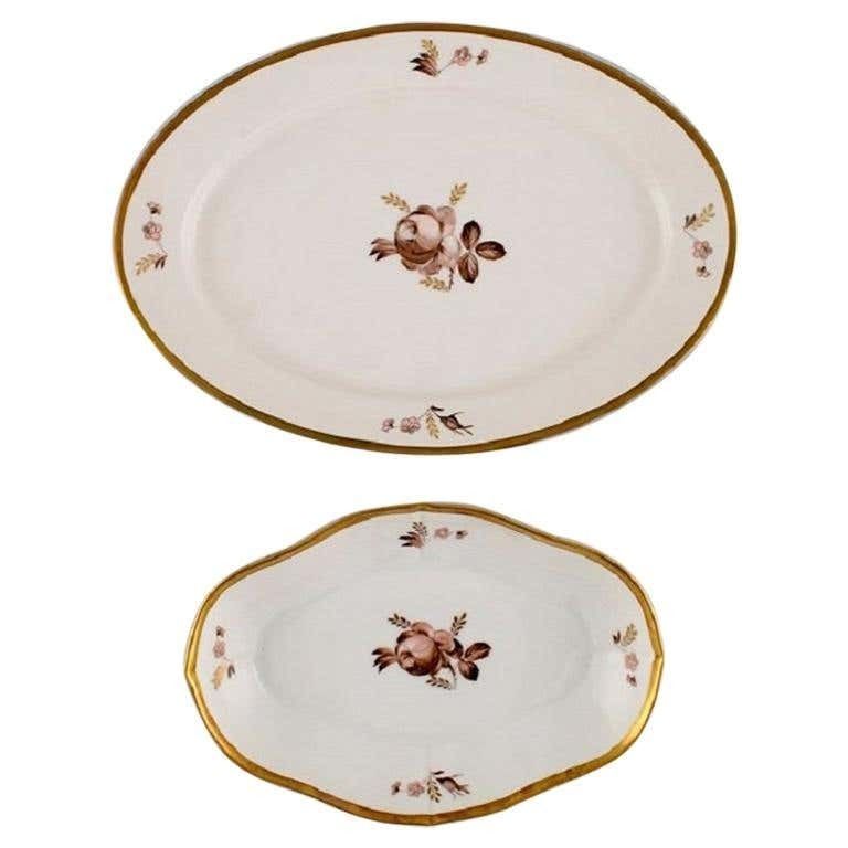 Two Royal Copenhagen Brown Rose Serving Dishes, 1960s photo furniture