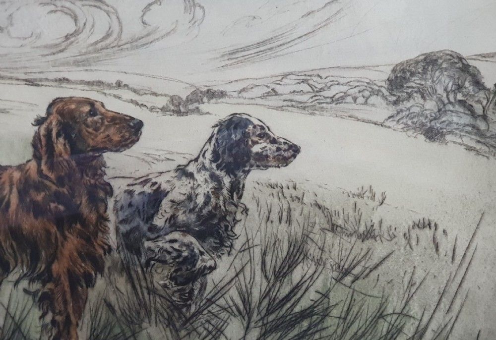 Henry Wilkinson Pair Of Dogs Signed Limited Edition Lithograph 14/100 photo for sale