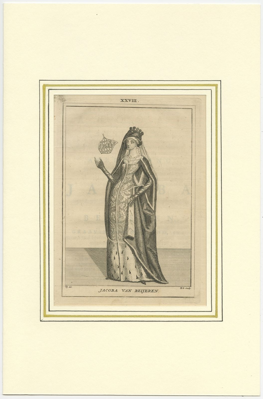 Antique Print Of Jacoba Van Beieren By Langendijk (1745)