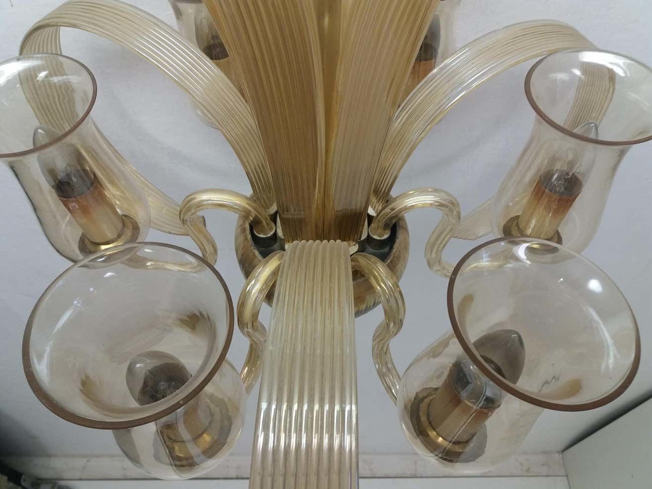 photo for sale Art Deco All Glass Chandelier, 1930s