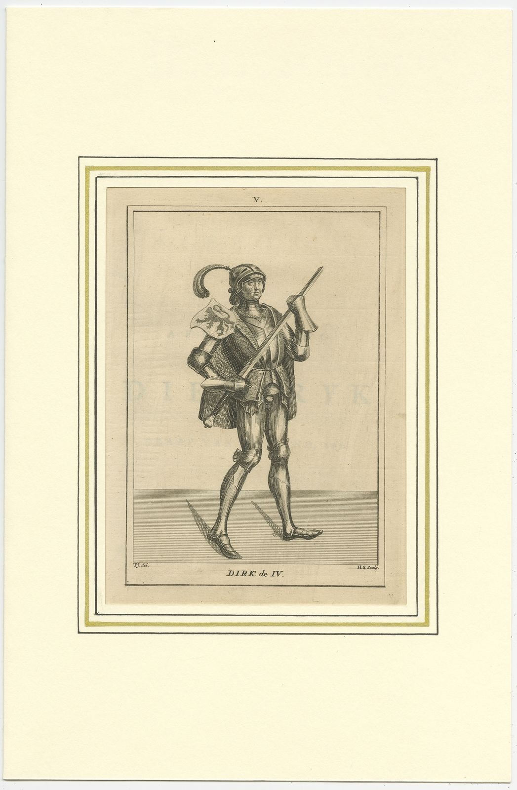 Antique Print Of Dirk IV Of Holland By Langendijk (1745)