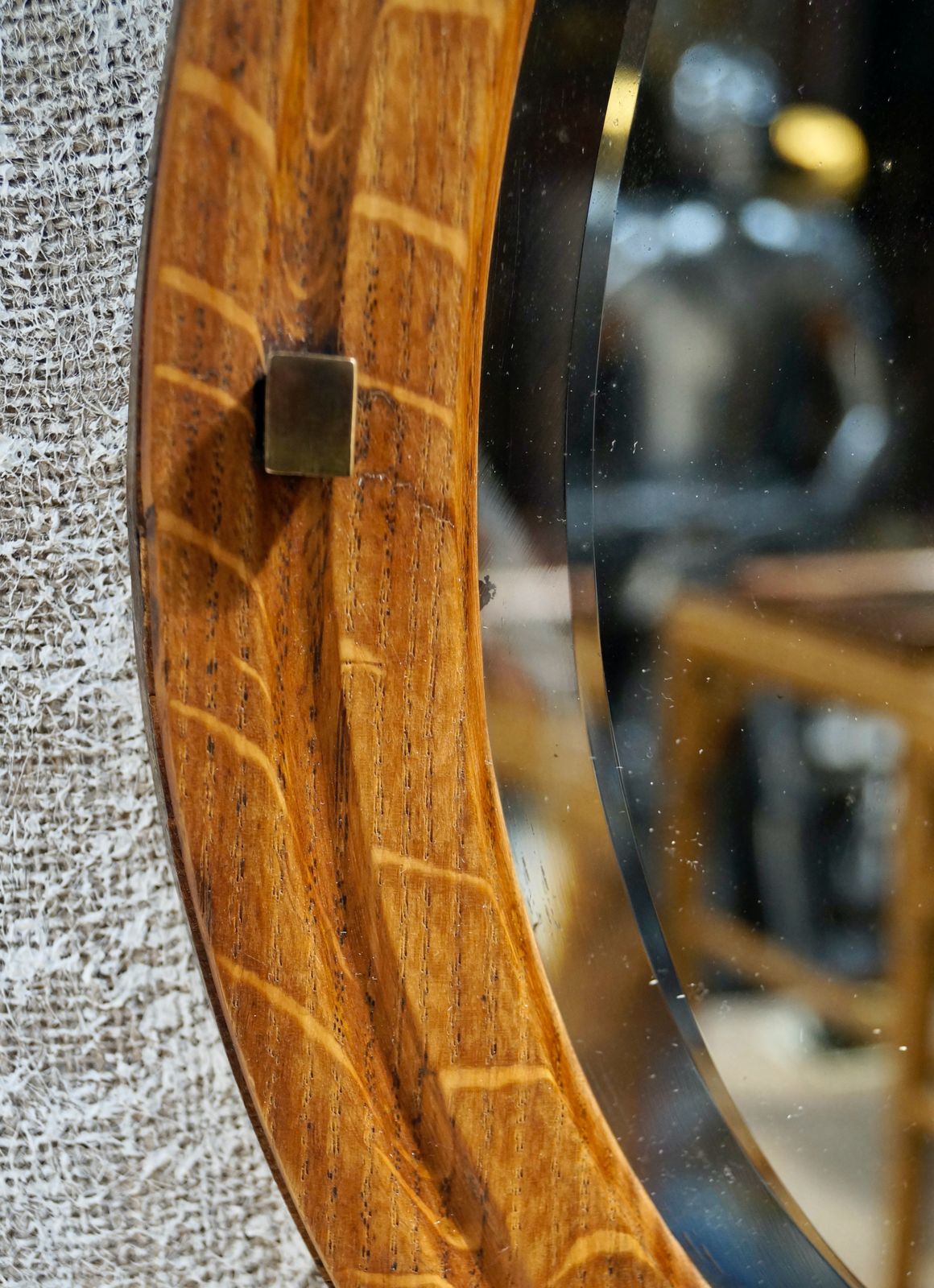 Antique Oak Horseshoe Wall Mirror photo for sale